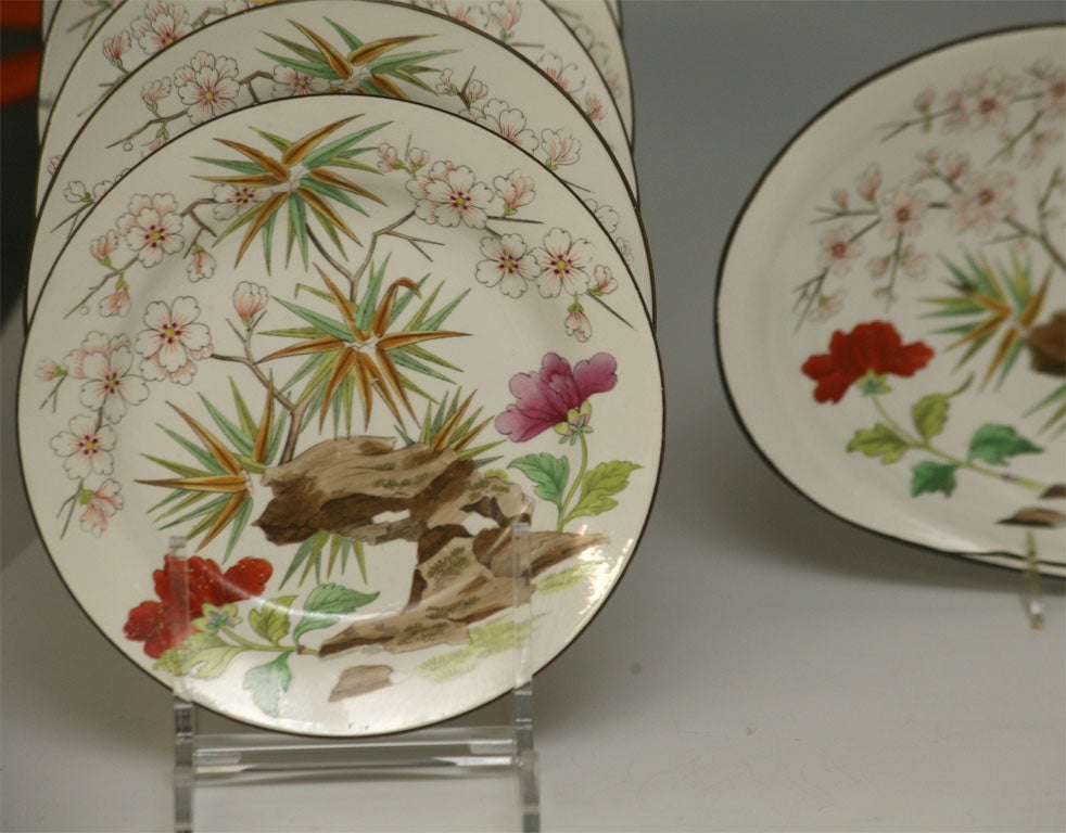 19-Piece Wedgwood Pearlware Dessert Service-Aesthetic Movement Japonism In Excellent Condition In Great Barrington, MA