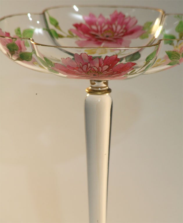 20th Century Austrian Transparent Enamel Tall Compote & Cup/Saucer