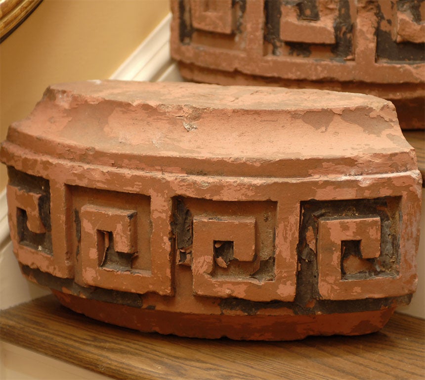 4 LATE 19thC TERRA COTTA FRAGMENTS W/GREEK KEY DESIGN For Sale at 1stdibs