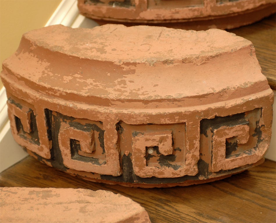 4 LATE 19thC TERRA COTTA FRAGMENTS W/GREEK KEY DESIGN For Sale at 1stdibs