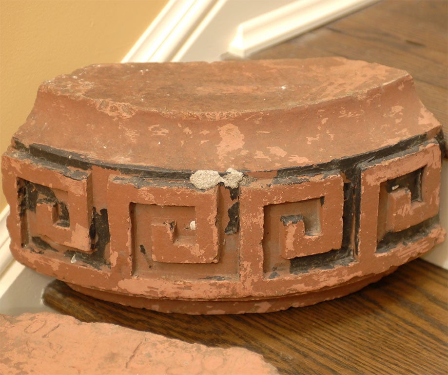 4 LATE 19thC TERRA COTTA FRAGMENTS W/GREEK KEY DESIGN For Sale at 1stdibs