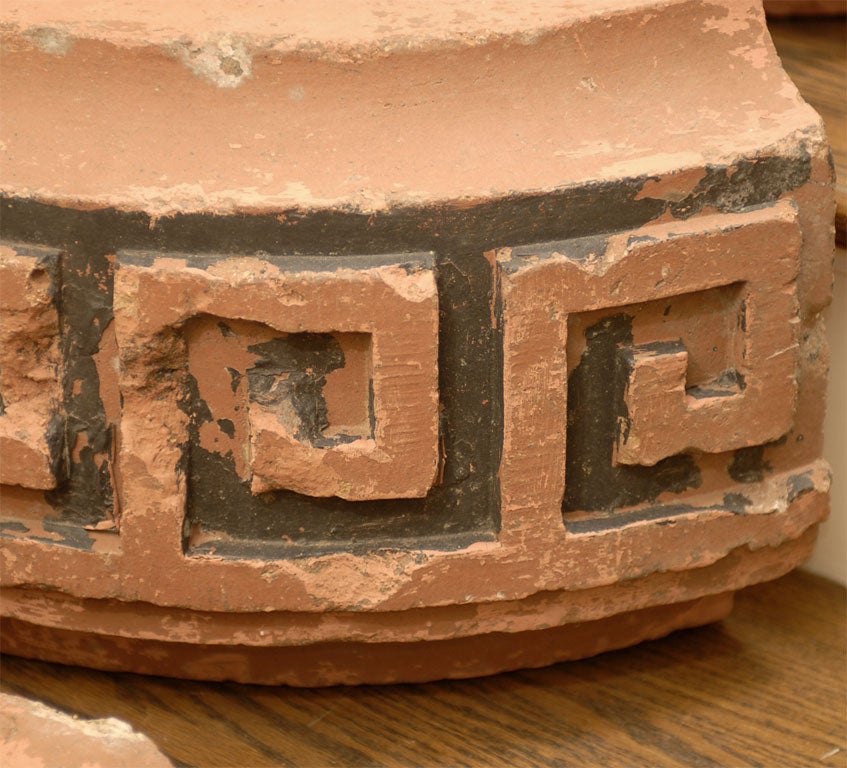 4 LATE 19thC TERRA COTTA FRAGMENTS W/GREEK KEY DESIGN For Sale at 1stdibs