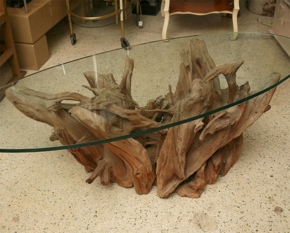 Mid-20th Century Weathered Vintage Driftwood Coffee Table