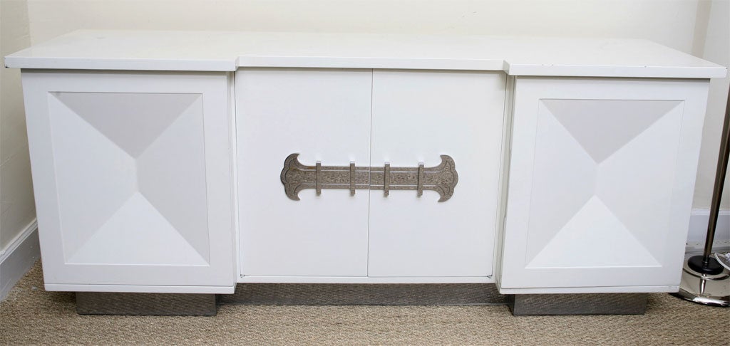 Fabulous White Lacquered Credenza after Tommi Parzinger