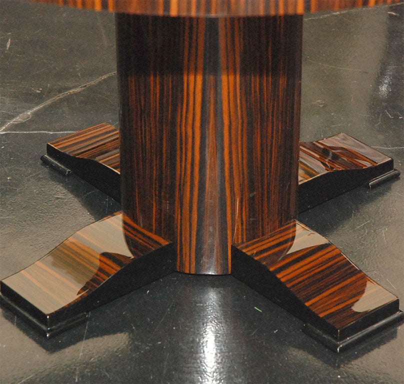 French Round Art Deco Macassar Ebony Table with Bone Inlay For Sale