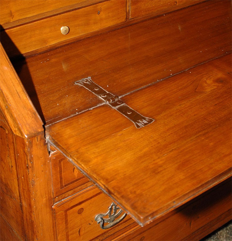 19th Century Italian Cherrywood Drop-Front Desk Secretaire with Inlay For Sale 3