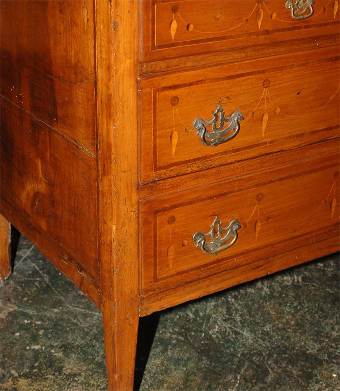 19th Century Italian Cherrywood Drop-Front Desk Secretaire with Inlay For Sale 6