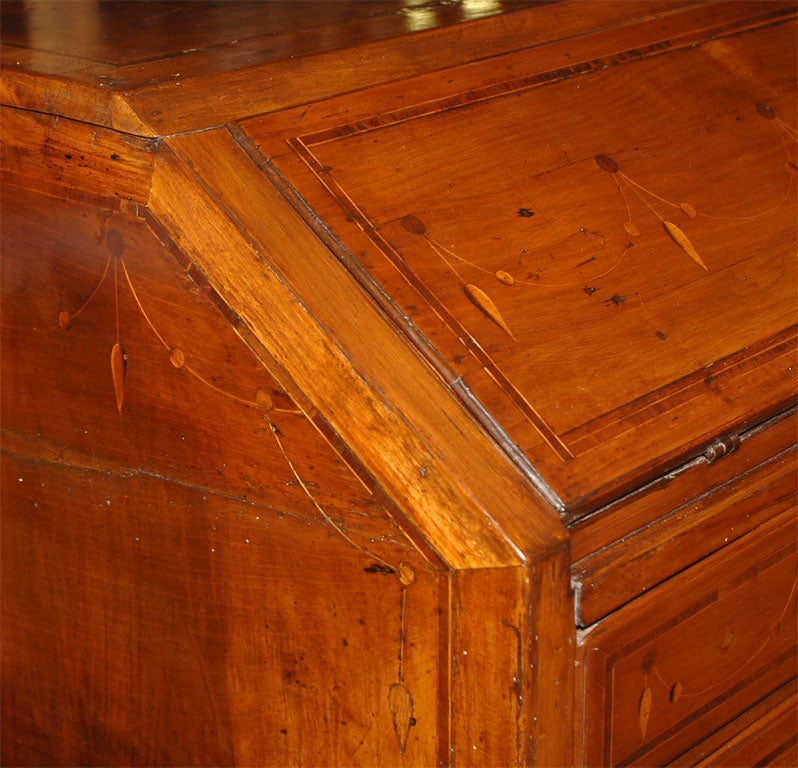 19th Century Italian Cherrywood Drop-Front Desk Secretaire with Inlay For Sale 7