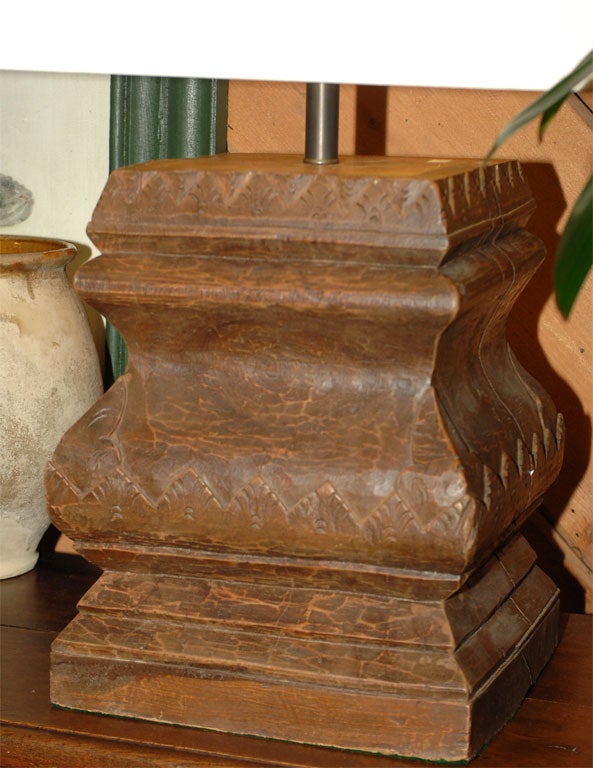 Teak Column Base Lamps (reference # EZ201)