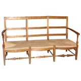 French Directoire Cherry wood Rush Seat Bench (ref# PV216)