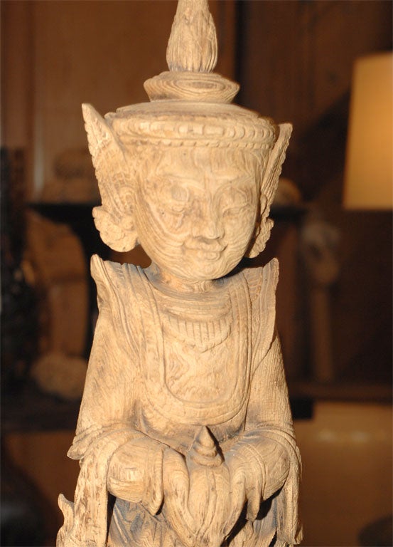 Hand-Carved Hand carved Teak Wood sculpture of Temple Guardian (ref# KH21)