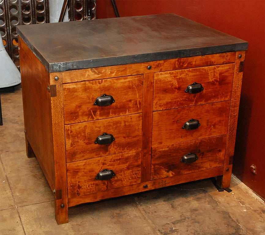 Double Sided, 12 drawer cabinet from Cobblers shop.  Restored. Orginal hardware.