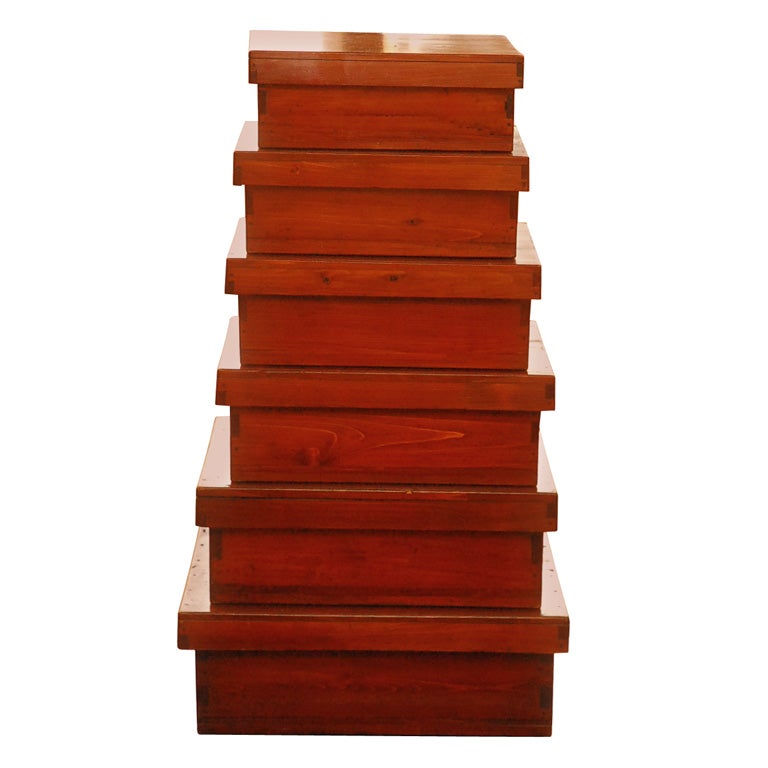 Set of 6 stacking boxes at 1stDibs