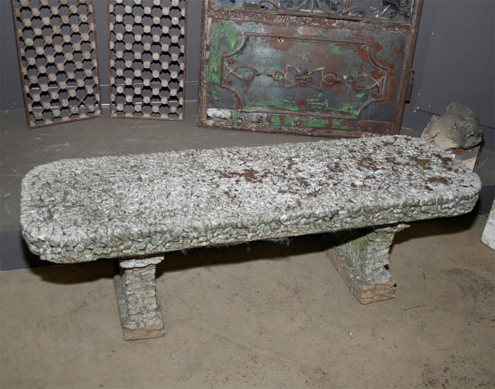 Cast Stone English pebble encrusted garden bench For Sale