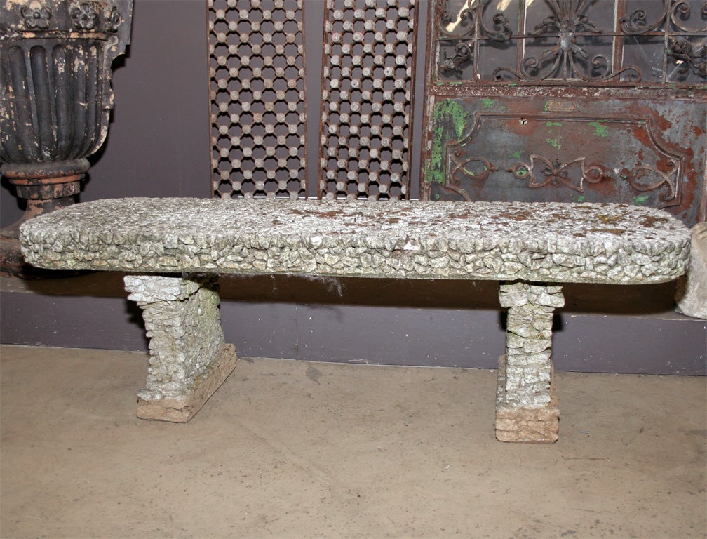 English pebble encrusted garden bench For Sale 1