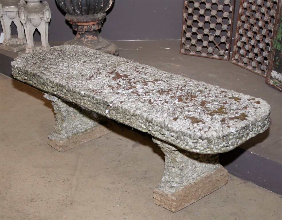 English pebble encrusted garden bench For Sale 2