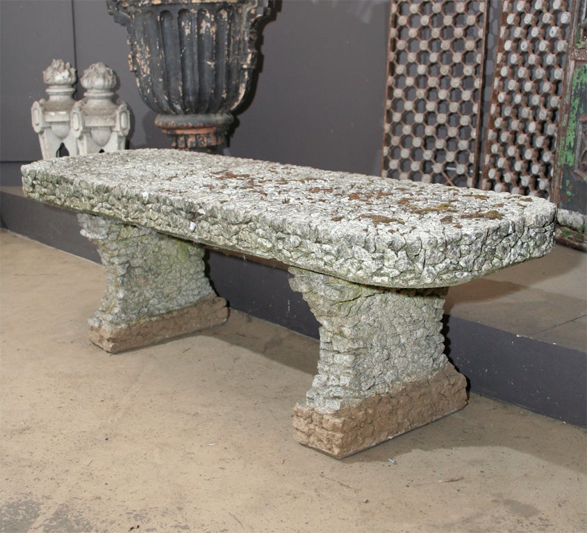 English pebble encrusted garden bench For Sale 4