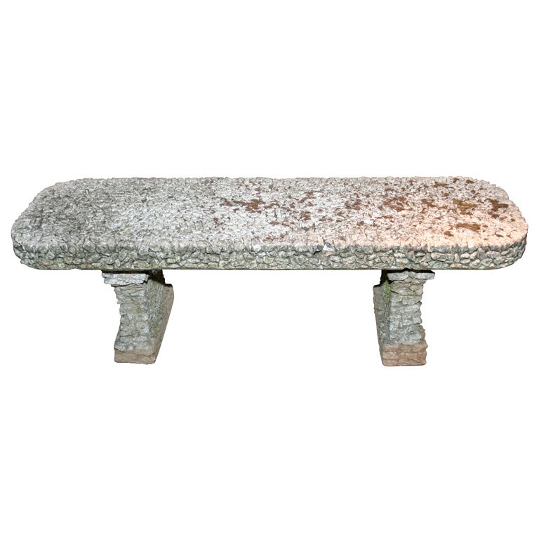 English pebble encrusted garden bench For Sale