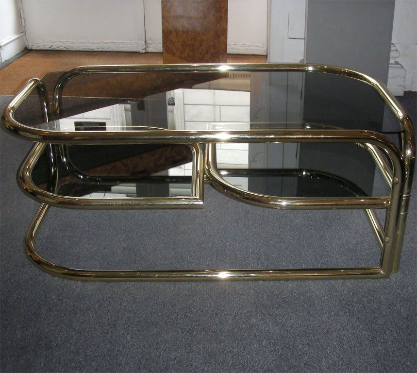 1970s Coffee Table with Pivoting Side Tablets