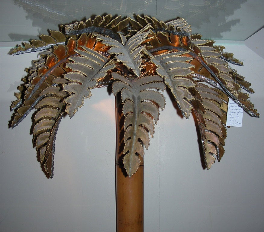 1970s Palm-Trees Lighted Console Table For Sale 1