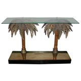 1970s Palm-Trees Lighted Console Table