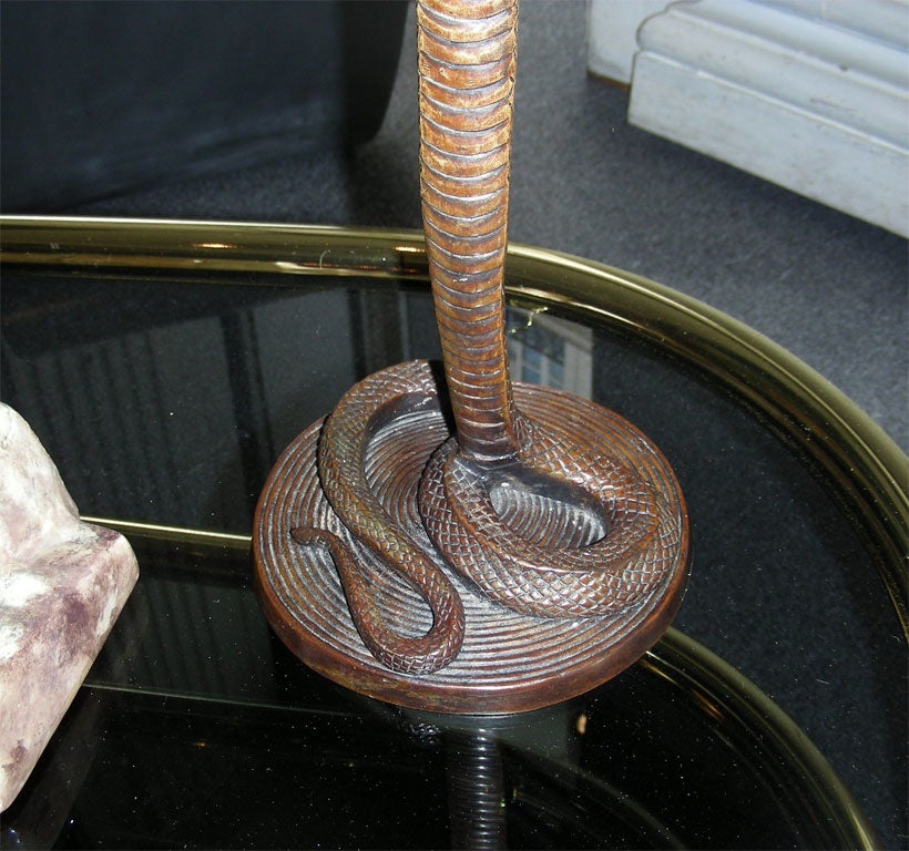 Edgar BRANDT 1920s Cobra Table Lamp For Sale 1