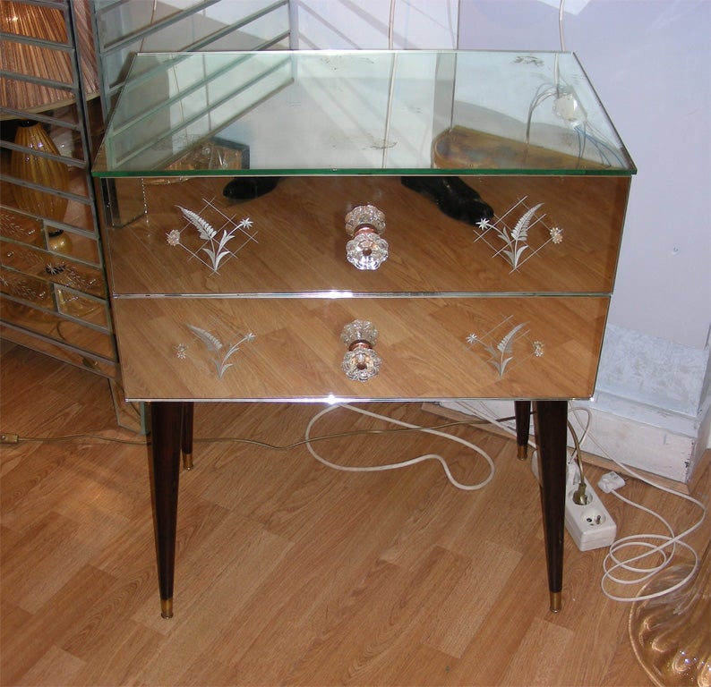Small 1950s Mirror-Clad Commode