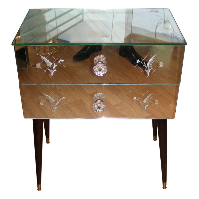 Small 1950s Mirror-Clad Commode