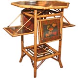 Bamboo and Chinoiserie Lacquered Octagonal Drinks Table