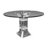 Vintage 1970's Lucite Pedistal Table with Glass Top