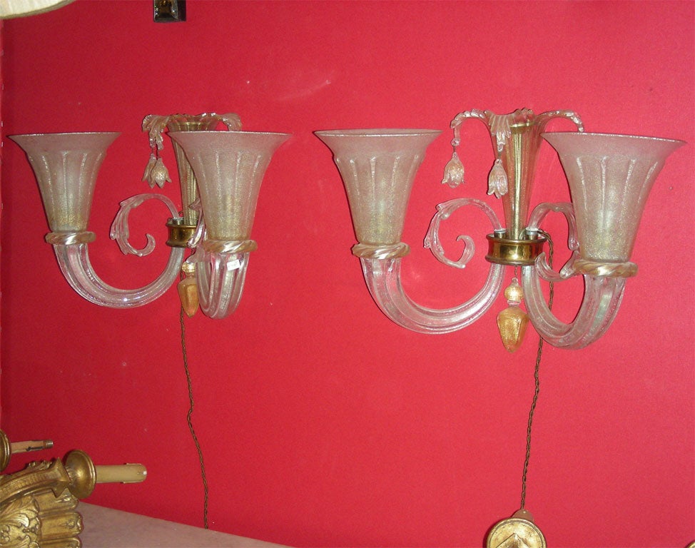 Two 1960s Murano Glass Sconces