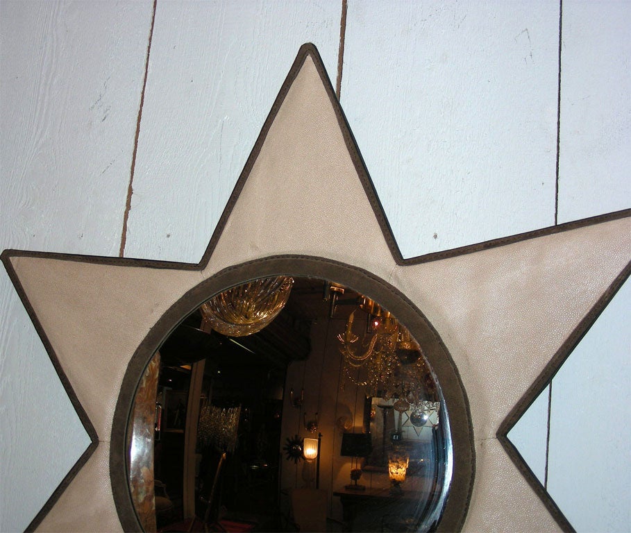 Leather 1950s Star-Shaped Mirror For Sale