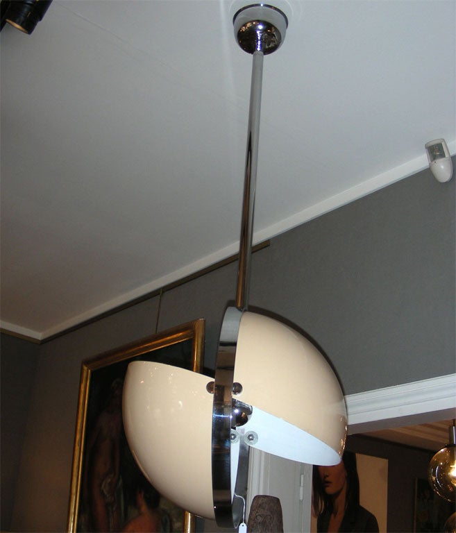 Italian 1970s Ceiling Light in Lacquered Tôle and Chromed Metal For Sale