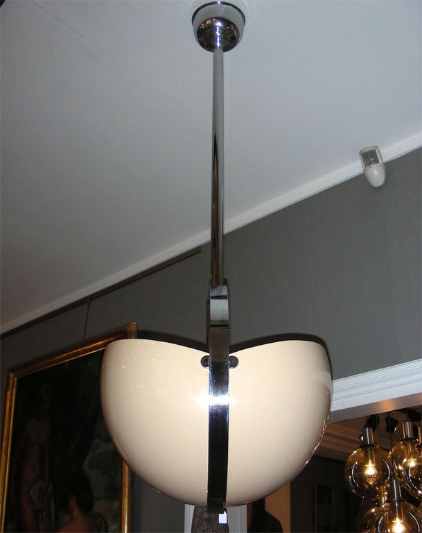 1970s Ceiling Light in Lacquered Tôle and Chromed Metal In Excellent Condition For Sale In Paris, FR