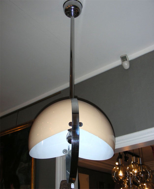 Late 20th Century 1970s Ceiling Light in Lacquered Tôle and Chromed Metal For Sale
