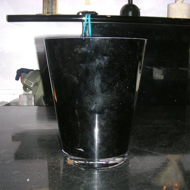 Opaline Glass 1935 Black Opaline Vase by A. Riecke For Sale