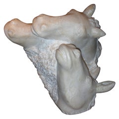 1930-1935 "Horses" Alabaster Sculpture by Ferdinand Parpan