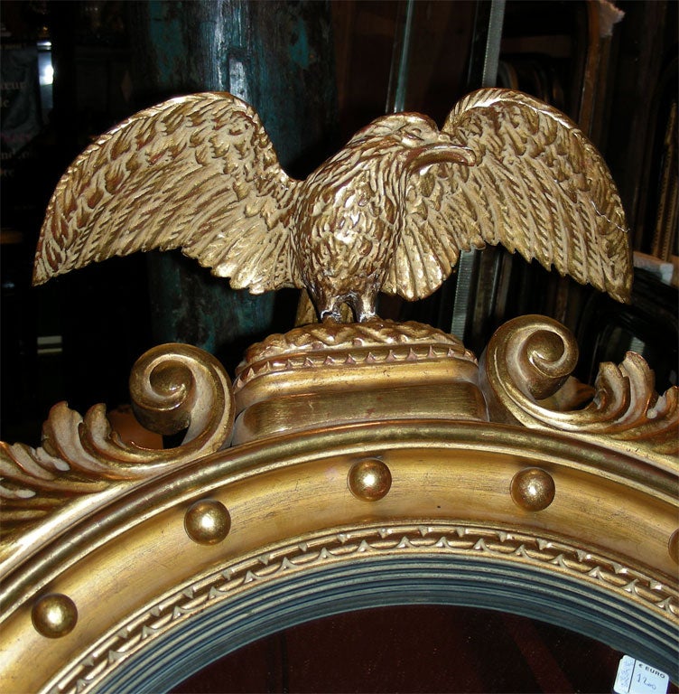 1940s Convex Mirror with Gilt Wood Frame In Good Condition In Paris, FR