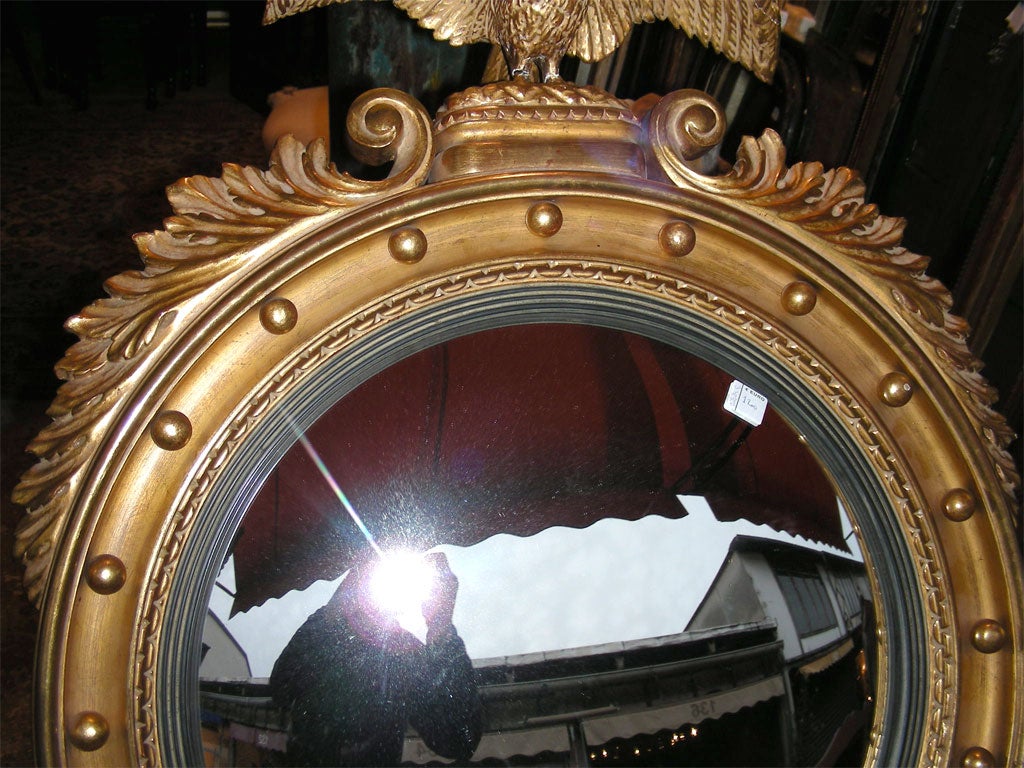 1940s Convex Mirror with Gilt Wood Frame 1