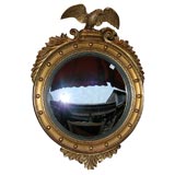 1940s Convex Mirror with Gilt Wood Frame
