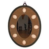 1960s Mirror with Suede Frame and Ostrich Eggs