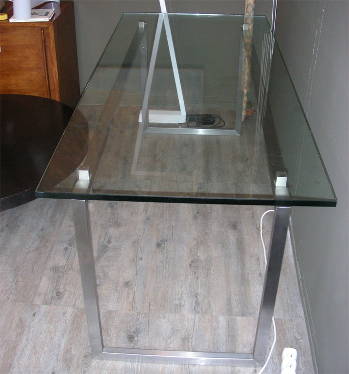 French 1970s Desk or Table in Glass by Antoine Philippon and Jacqueline le Coq For Sale