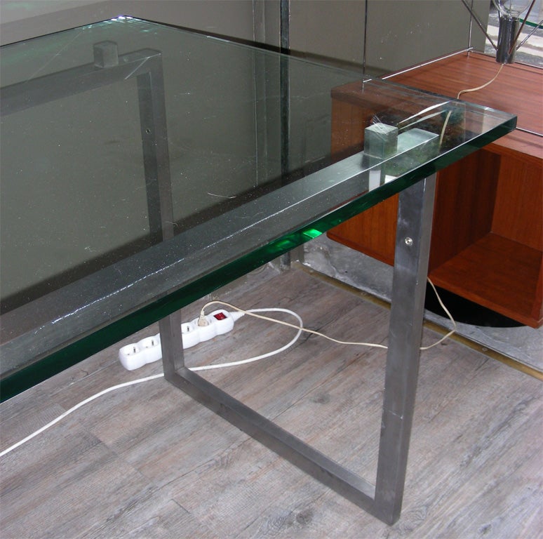 1970s Desk or Table in Glass by Antoine Philippon and Jacqueline le Coq For Sale 1