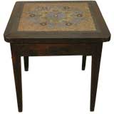 mosaic pebble top table in oak with initials FVDL