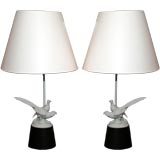 Pair of Porcelain Pheasant Mounted  Lamps