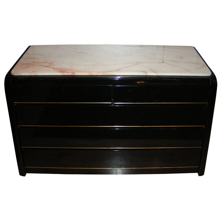 1970s Spanish Commode in Black Lacquer For Sale