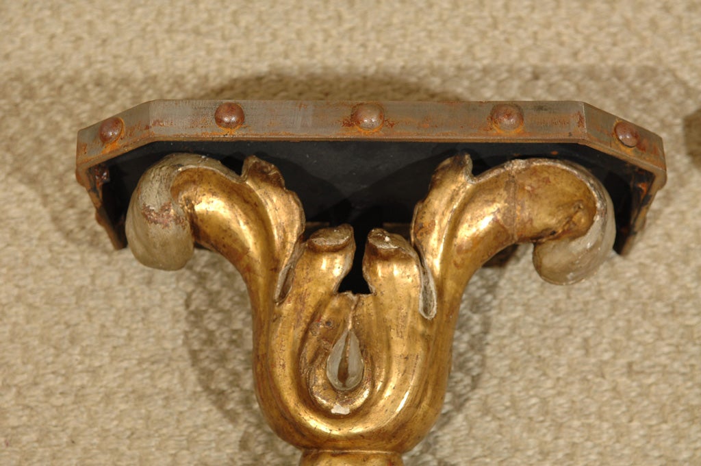 Pair of 18th c Giltwood Fragment Wall Brackets
