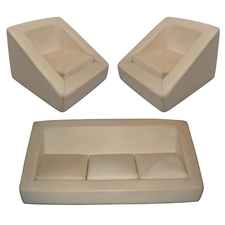 1970s Leather Living-Room Suite For Sale
