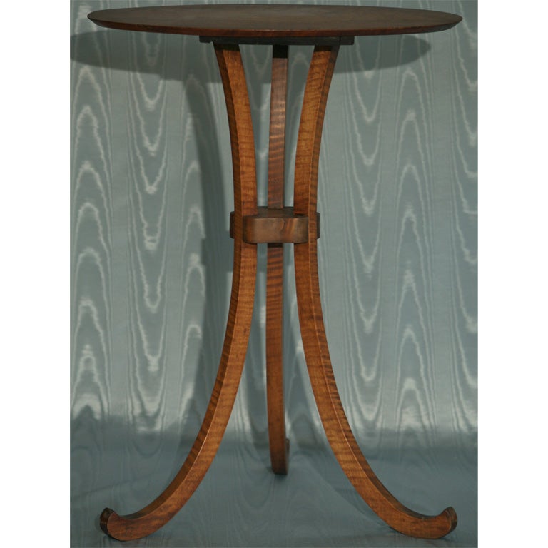 Rare Pair of New England Tiger Maple Candlestands, Ca. 1830