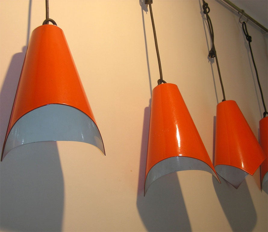 Two 1960-1970 Ceiling Lights in Orange and White 1